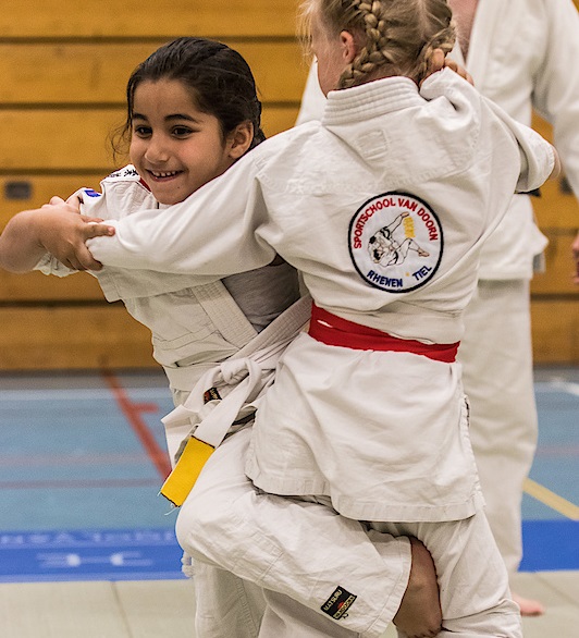 Judoka's tijdens een wedstrijd